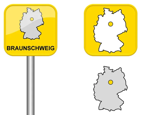 Sign Germany Map Button Braunschweig — Stock Photo, Image