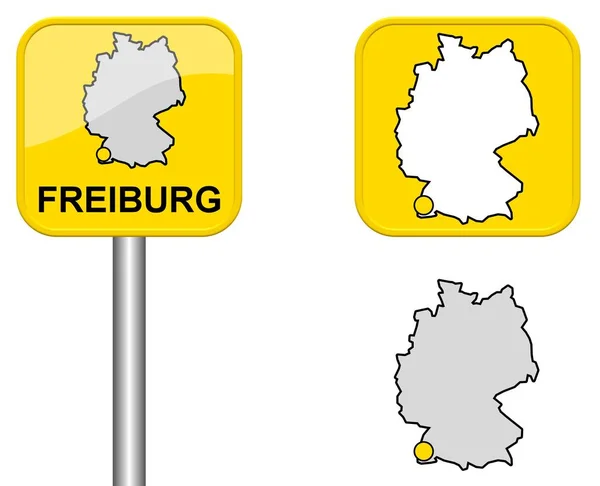 Jel Német Térkép Gomb Freiburg — Stock Fotó