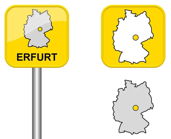 Sign Germany Map Button Erfurt — Stock Photo, Image