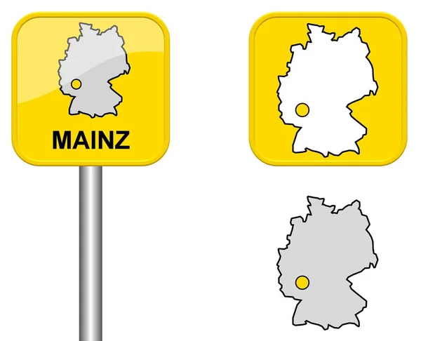 Segno Mappa Germania Pulsante Mainz — Foto Stock