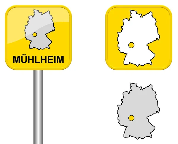 Ortsschild Germany Map Button Muhlheim — Stock Photo, Image