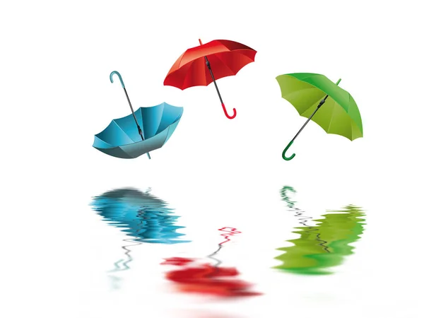 雨伞和白色背景的雨滴 — 图库照片