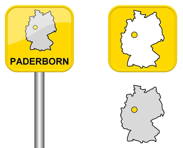 Signo Germany Mapa Botón Paderborn —  Fotos de Stock