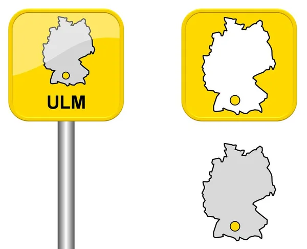 Signo Germany Mapa Botón Ulm —  Fotos de Stock