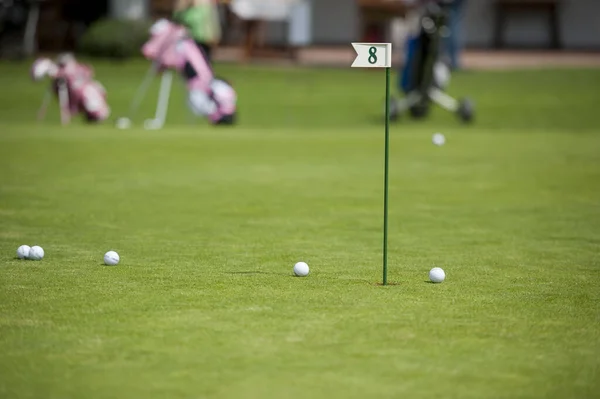 Golfe Esporte Clube Bola Que Jogadores Usam Vários Clubes Para — Fotografia de Stock