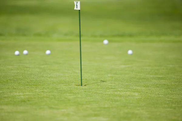 高尔夫是一项俱乐部和球的运动 在这项运动中 选手们利用各种球杆 以尽可能小的击球次数 把球打进球场上的一系列洞 — 图库照片