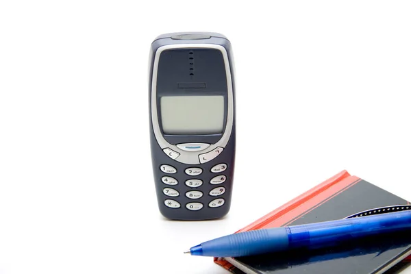 Mobiele Telefoon Pen Geïsoleerd Wit — Stockfoto