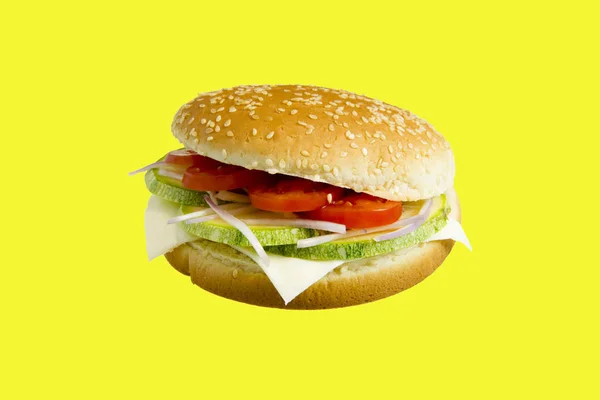 Veggie Burger Hecho Con Zucchini Tomate Cebolla Queso — Foto de Stock