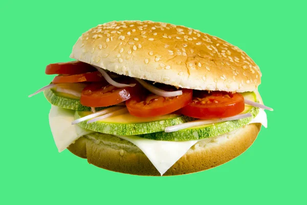 Burger Aux Légumes Fait Courgettes Tomates Oignons Fromage — Photo