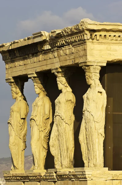 Pórtico Templo Erechtheion Com Caryatids Athens — Fotografia de Stock