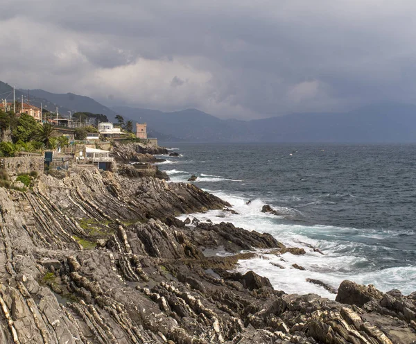Genova Nervi的地中海海岸线 — 图库照片
