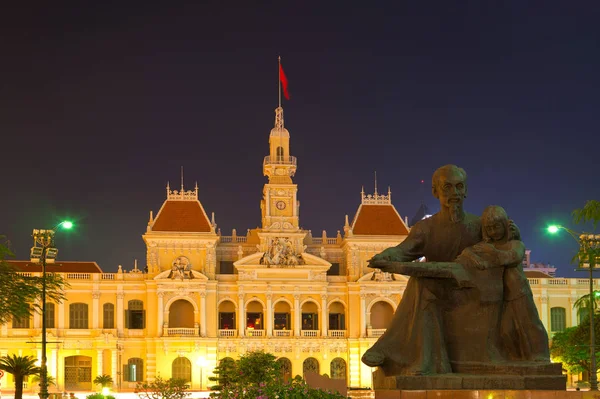 Folkkommitténs Byggnad Natten Chi Minh City Vietnam — Stockfoto