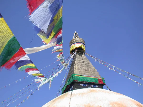 Ступа Боднат Молитовними Прапорами Катманду Непал — стокове фото