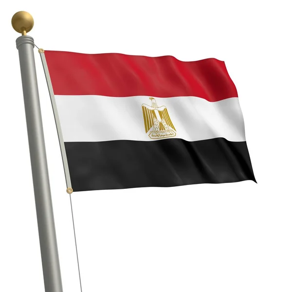 在旗杆上飘扬的埃及国旗 — 图库照片