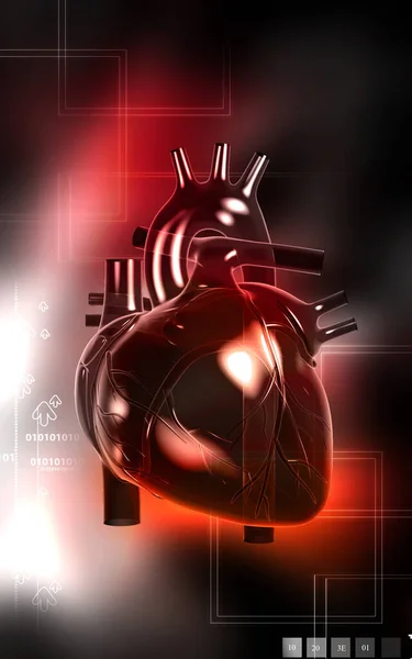 Ψηφιακή Απεικόνιση Της Καρδιάς Έγχρωμο Φόντο — Φωτογραφία Αρχείου