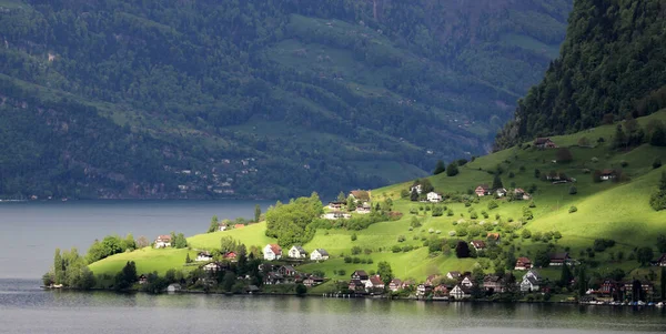 Solfläckar Kehrsiten Sjön Lucerne Panorama Utsikt — Stockfoto