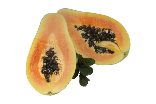 Papaya Halverad Med Kärnor — Stockfoto