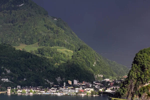 Tempestade Sobre Stansstad Lago Lucerna — Fotografia de Stock