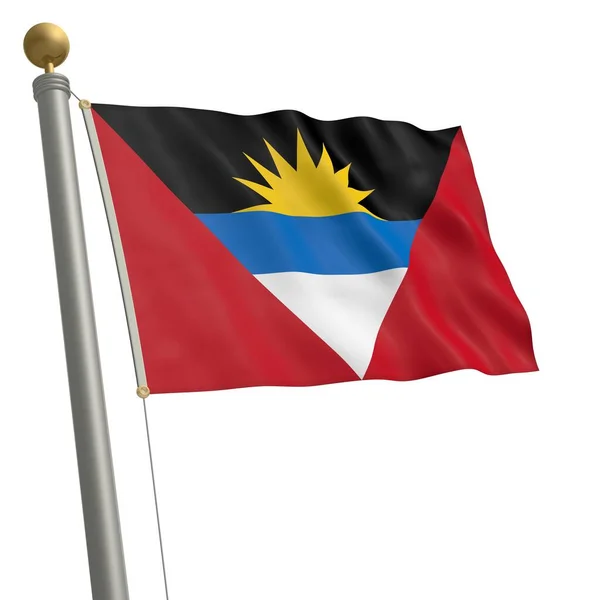 Bandeira Antigua Flutters Barbuda Mastro — Fotografia de Stock