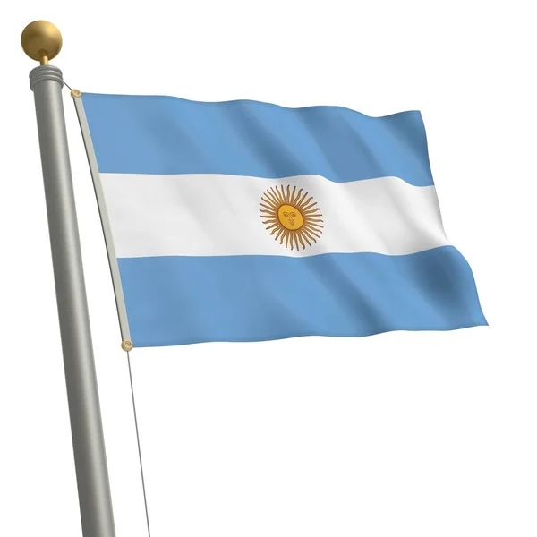 Flaga Argentyny Trzepocze Maszcie Flagowym — Zdjęcie stockowe
