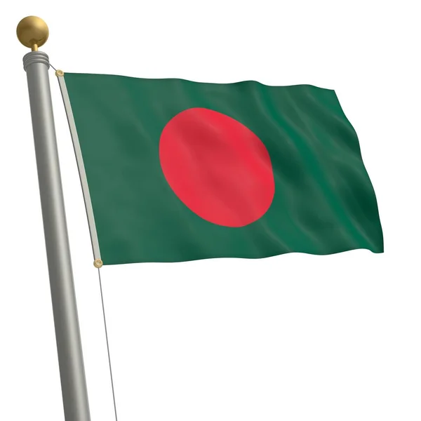 Vlag Van Bangladesh Wappert Aan Vlaggenmast — Stockfoto