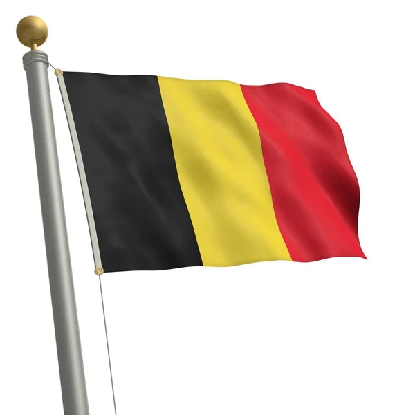 Die Flagge Belgiens Flattert Fahnenmast — Stockfoto