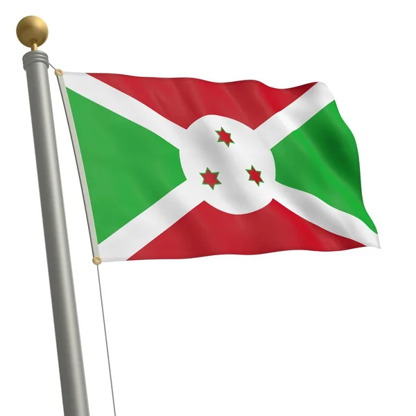 Flagga Burundiska Fladdrar Flaggstången — Stockfoto