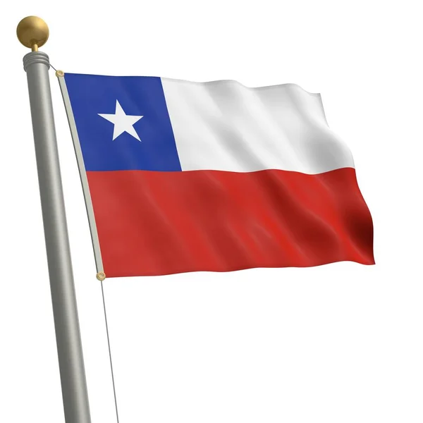Flaga Chile Trzepotanie Maszcie Flagowym — Zdjęcie stockowe