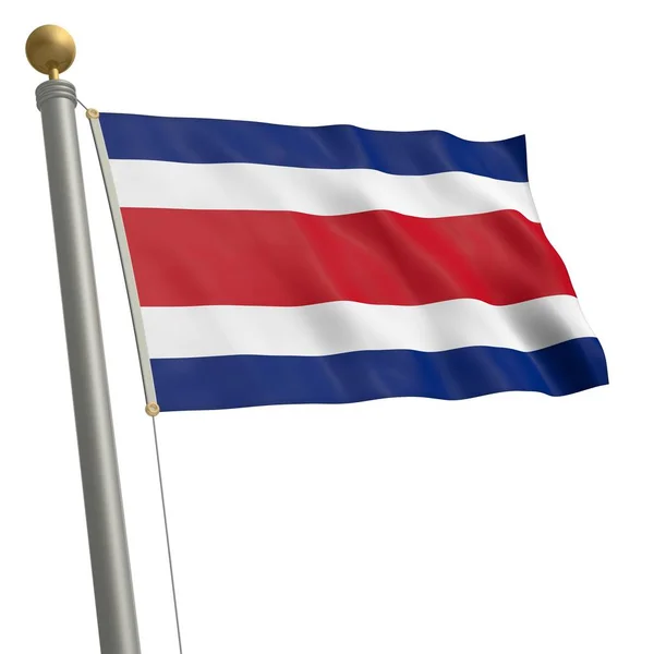 Flaggan För Costa Ricas Fladdrar Flaggstången — Stockfoto