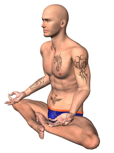 Ritratto Uomo Forte Svestito Meditazione Atletica — Foto Stock