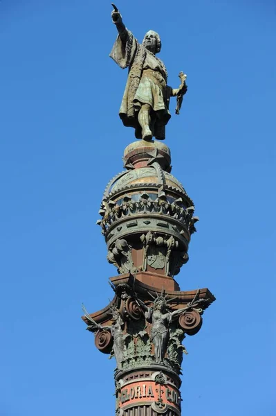 Kolumbus Säule Doppelpunkt Denkmal Barcelona Spanien — Stockfoto