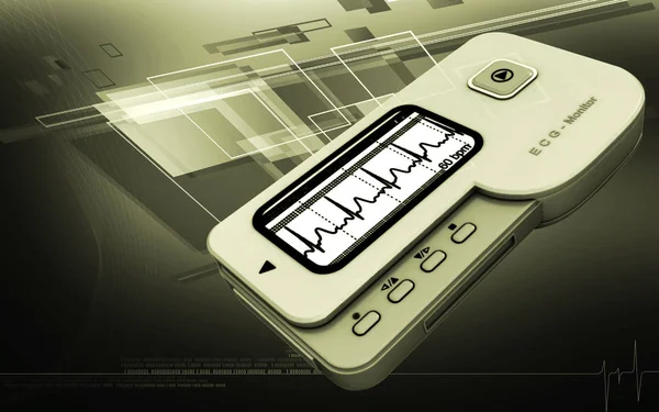 Illustration Numérique Ecg Arrière Plan Couleur — Photo