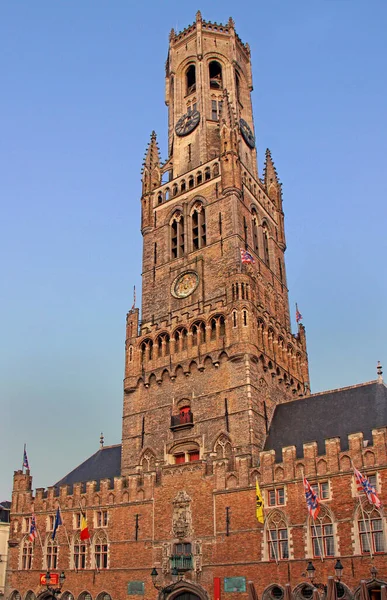 Campanário Símbolo Cidade Bruges — Fotografia de Stock