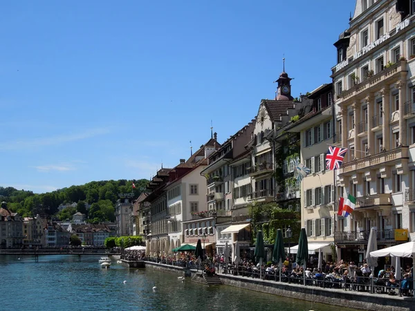 Lucerna Una Città Compatta Svizzera Conosciuta Sua Architettura Medievale Conservata — Foto Stock
