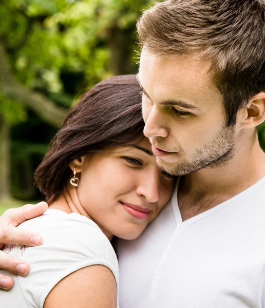 Romantic Moments Young Couple Together Woman Head Laid Men Shoulder Royalty Free Stock Images