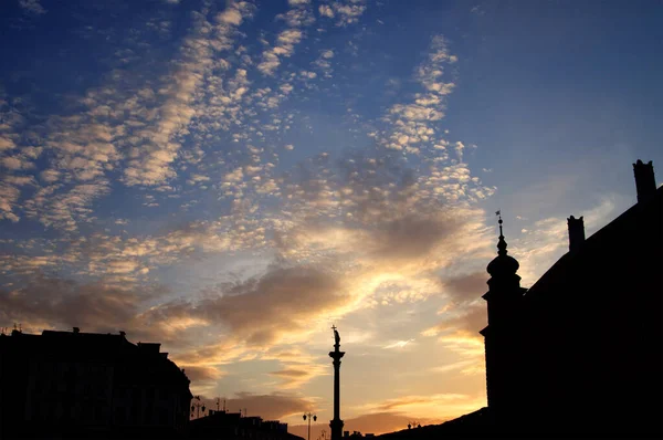 Marco Varsóvia Coluna Estátua Rei Sigismundo Iii Vasa Pôr Sol — Fotografia de Stock