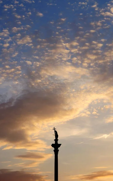 Monumento Varsovia Columna Estatua Del Rey Segismundo Iii Vasa Atardecer — Foto de Stock