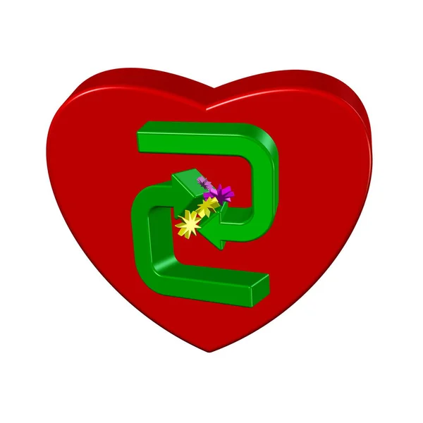 Kırmızı Kalp Oklu Yeşil — Stok fotoğraf