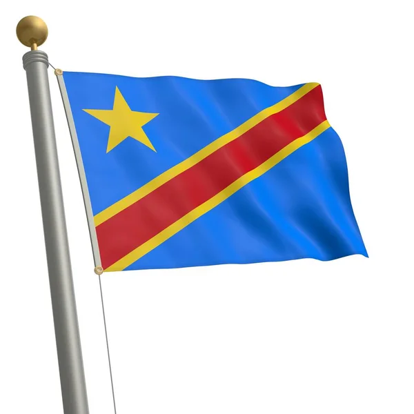 Flaggan För Den Demokratiska Republiken Congo Flutters Vid Flaggstången — Stockfoto