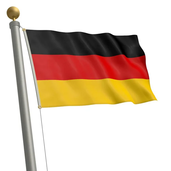 旗竿にドイツの旗が掲げられ — ストック写真