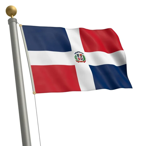 Bandera República Dominicana Ondea Asta Bandera — Foto de Stock