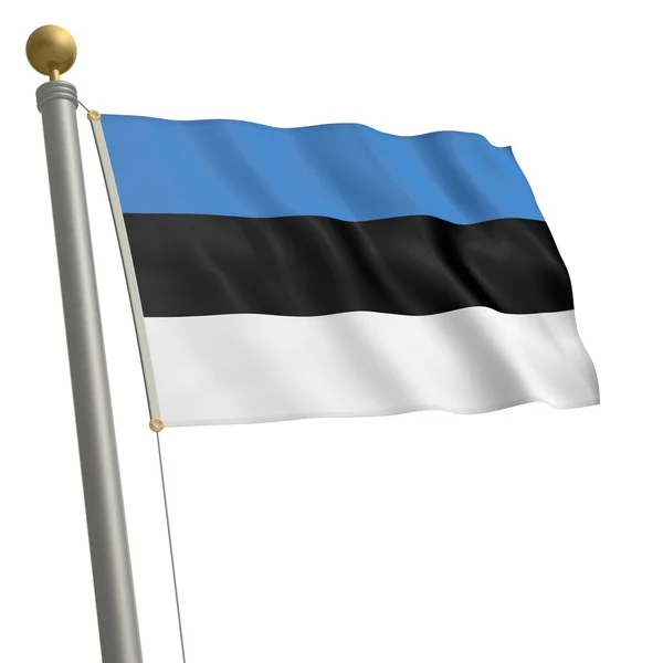 Estonia Zászlója Lobogott Zászlórúdon — Stock Fotó