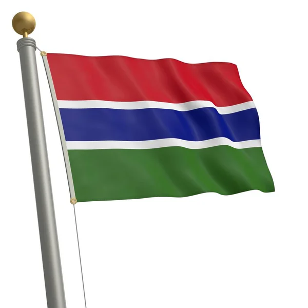 Vlag Van Gambia Wappert Aan Vlaggenmast — Stockfoto