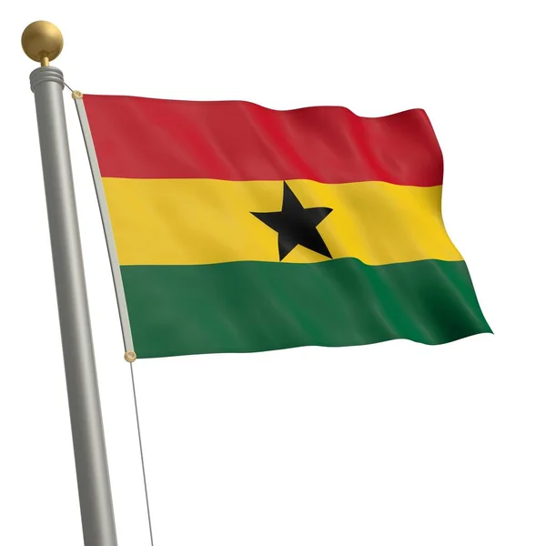 Flag Ghana Flutters Flagpole — Stockfoto