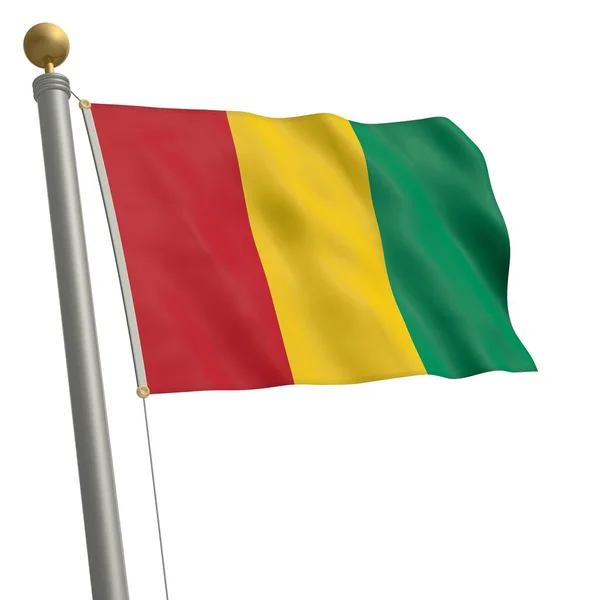 Vlajka Guineje Vlaje Stožáru — Stock fotografie