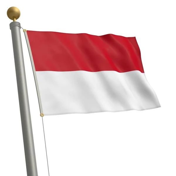 Flag Indonesia Flutters Flagpole — Stok fotoğraf