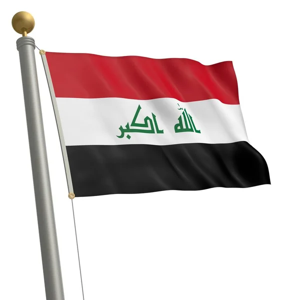 Die Flagge Iraks Flattert Fahnenmast — Stockfoto