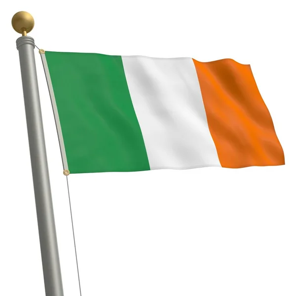 Flag Ireland Flutters Flagpole — Stok fotoğraf