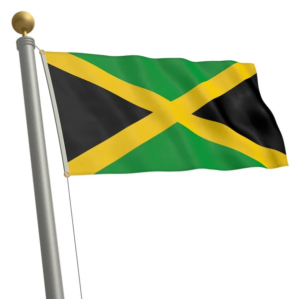 Flag Jamaica Flutters Flagpole — ストック写真