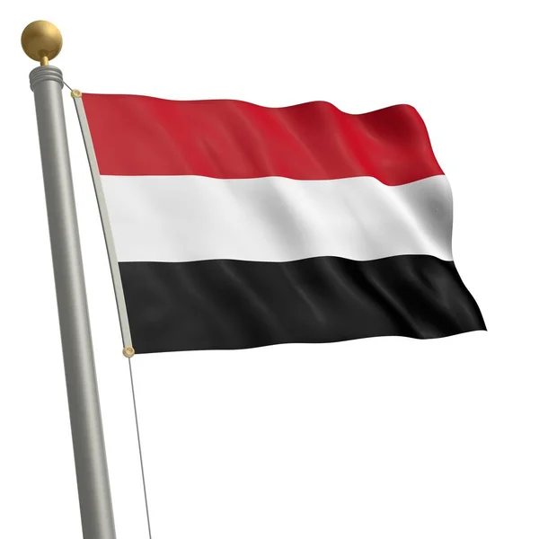 Flag Yemen Flutters Flagpole — Stok fotoğraf